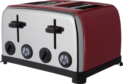 ColourMatch - Toaster - Stainless Steel - 4 Slice - Poppy Red